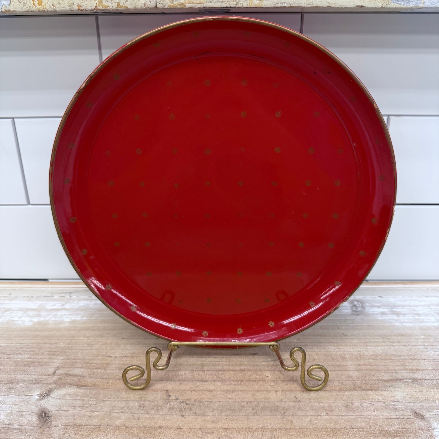 Isco Hand Painted Sunburst Wooden Plate