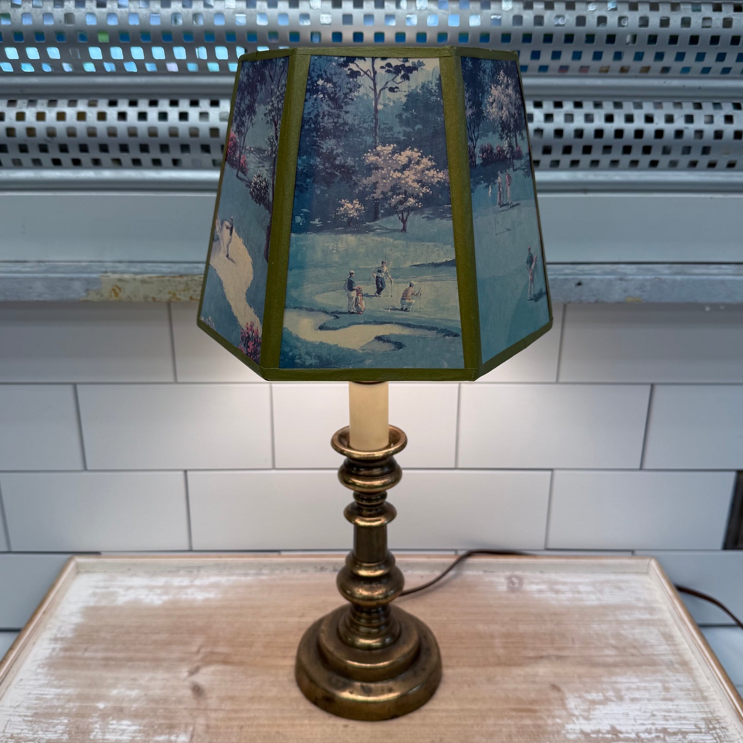 Brass Lamp & Golfing Lampshade