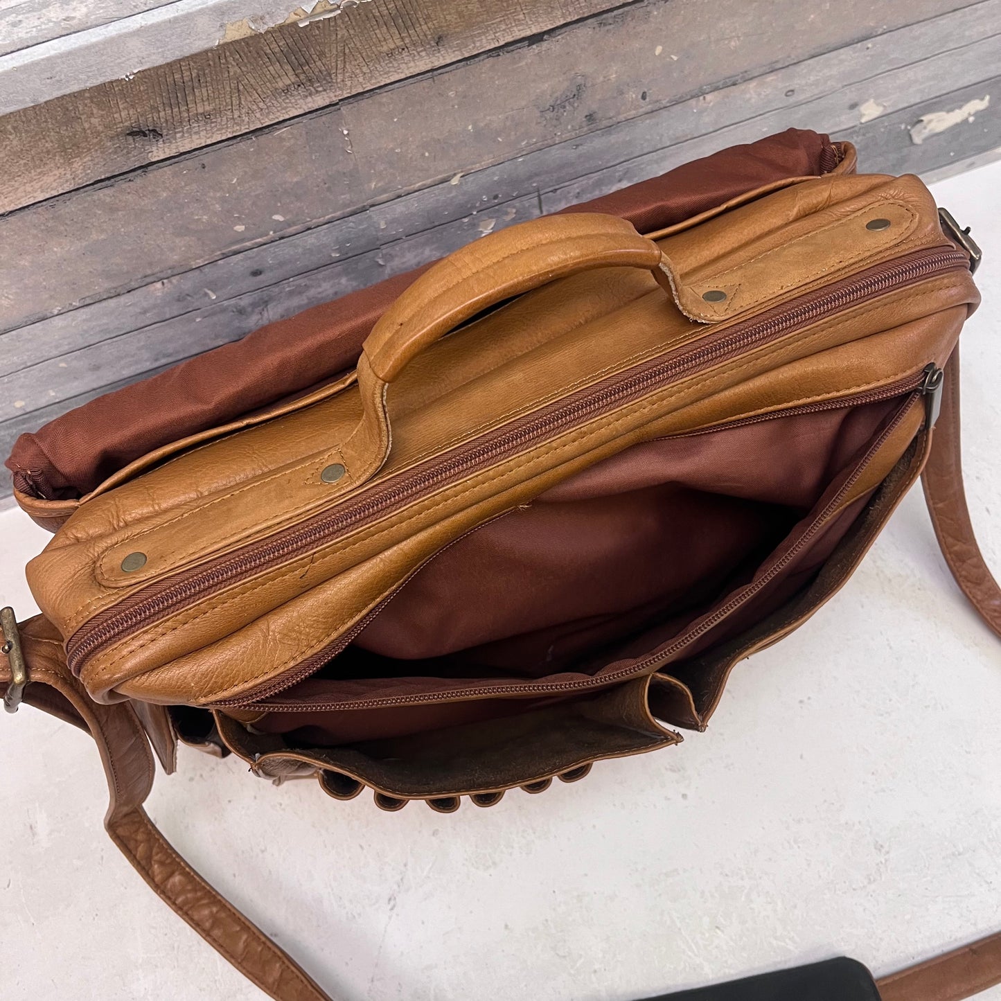 Columbian Leather Shoulder Briefcase Bag
