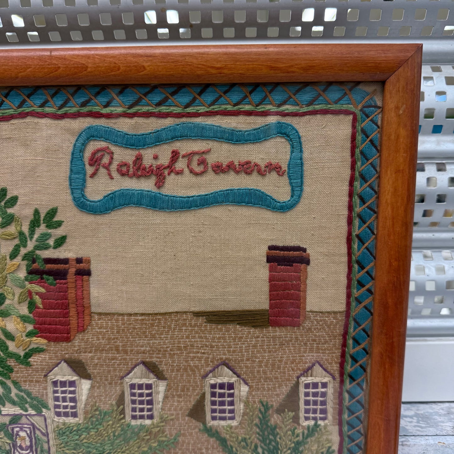 Old Williamsburg Raleigh Tavern Framed Embroidery Art