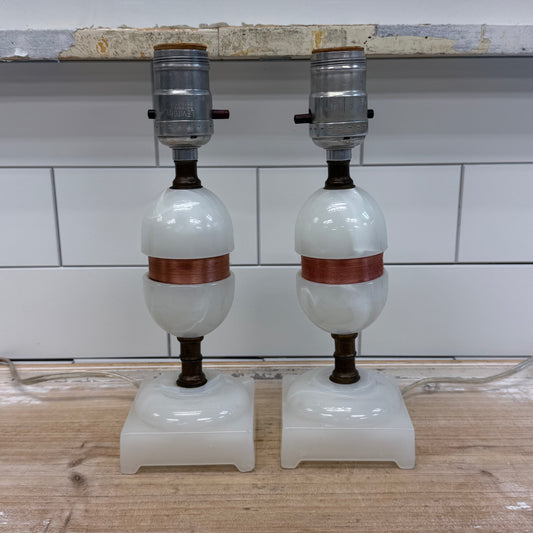 Vintage Milk Glass Accent Lamps Set of 2
