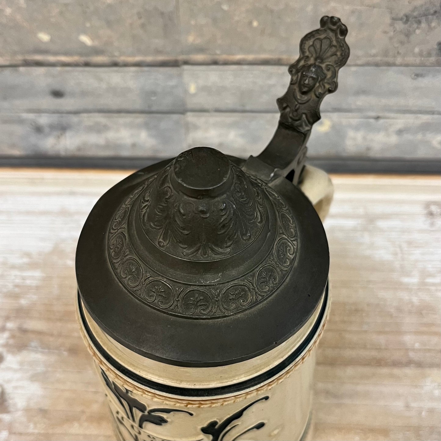 German Embossed Beer Stein, 0.5 Liter