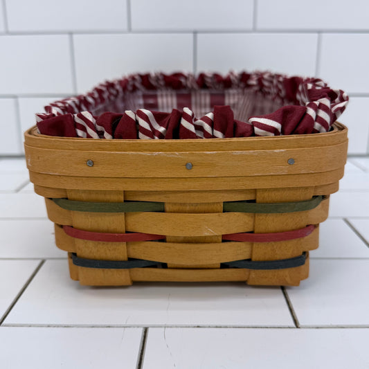 Longaberger Basket with Fabric Liner, Signed 1999