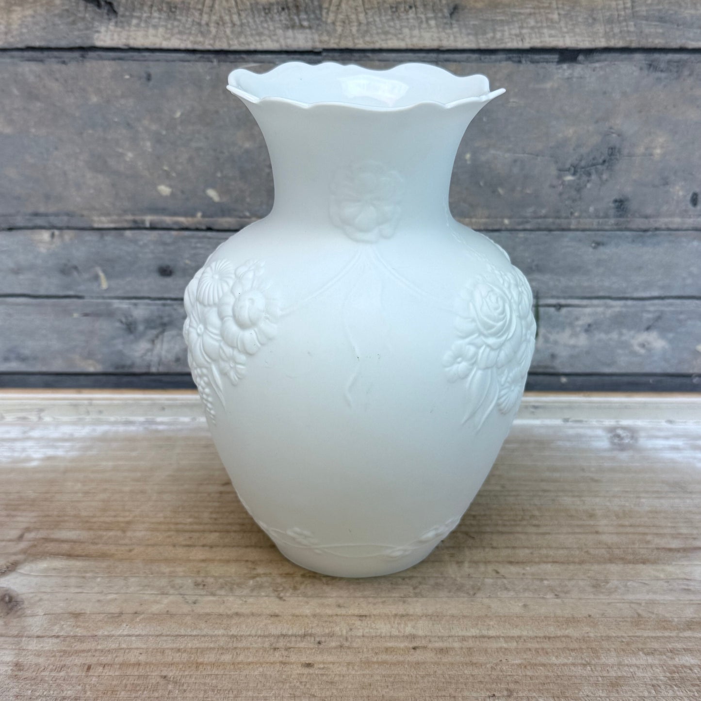 Kaiser Floral Relief Bisque Vase, Signed