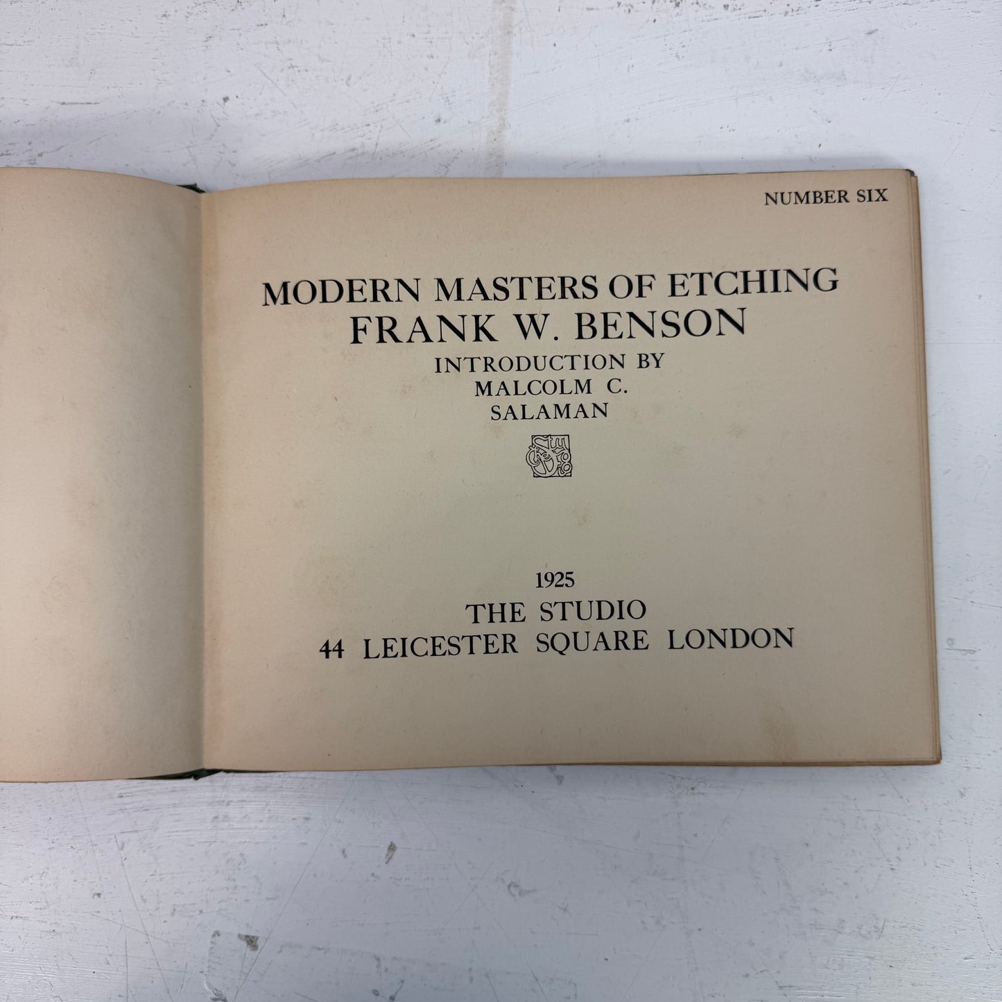 Frank W. Benson Modern Masters of Etching Volume 6 Hardback, 1925