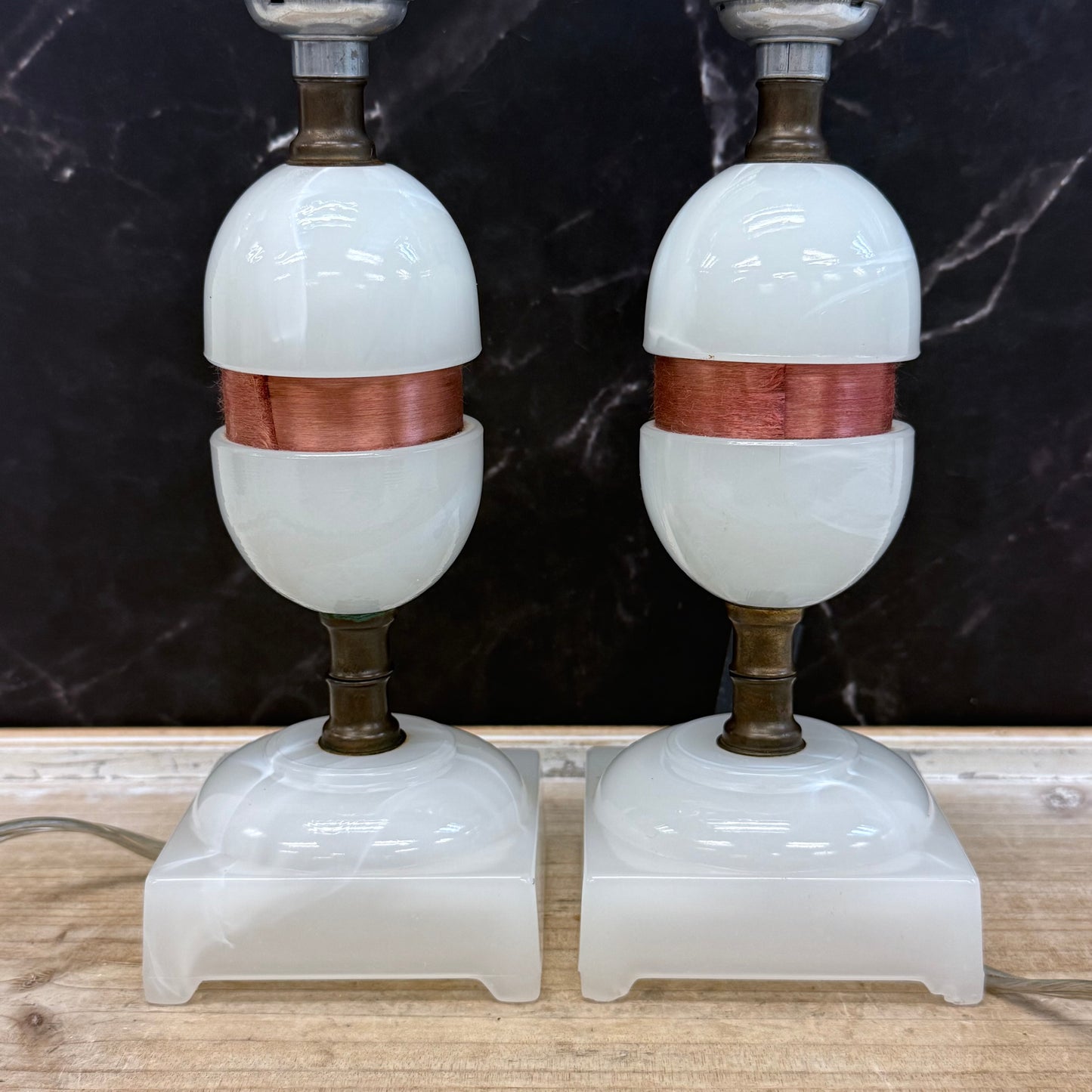 Vintage Milk Glass Accent Lamps Set of 2