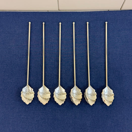 Danish silver-plated julep straw, Set of 6
