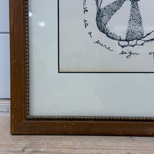 Original Cat Ink Drawing Humorous Quote Folk Art