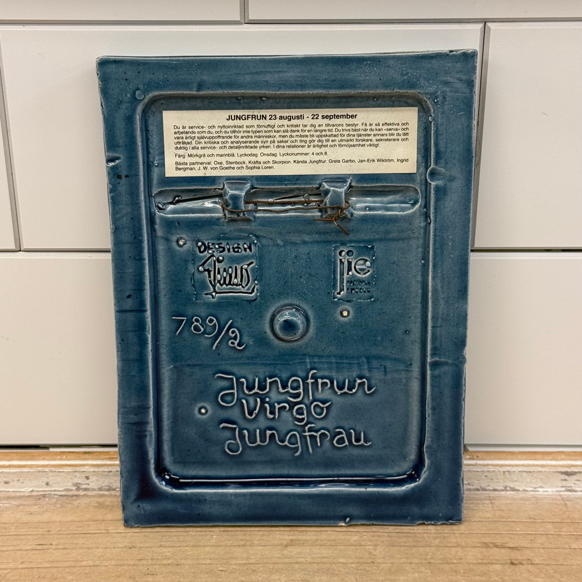 Jie Gantofta Virgo Zodiac 789/2 Wall Plaque 1970s