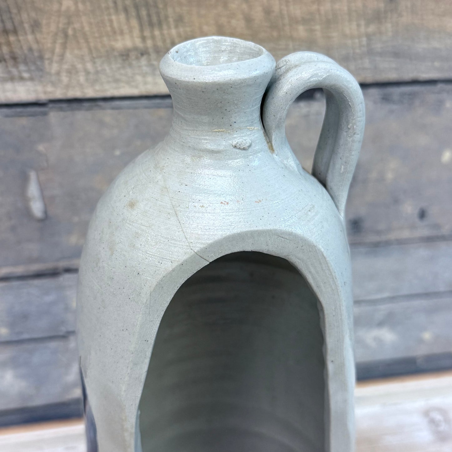 Williamsburg Pottery Salt Glazed Stoneware Jug Candlestick Holder