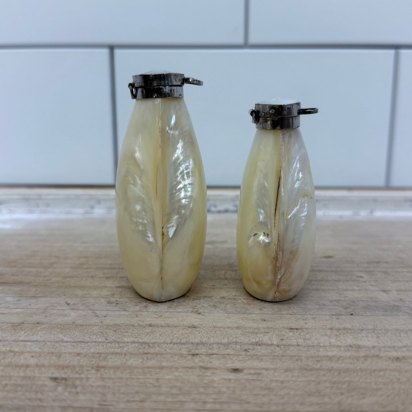 Two’s Company Salt & Pepper Set, Mother of Pearl Shell