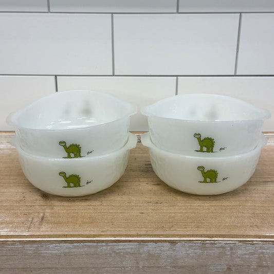 Fire-King B.C. Johnny Hart Milk Glass Cereal Bowls Set of 4