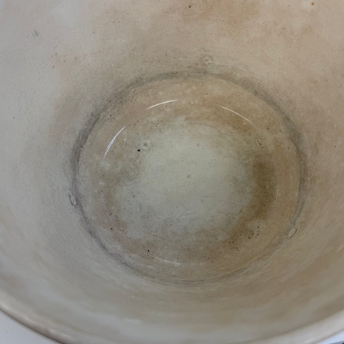 English Yellow & Blue Stripe Earthenware Mixing Bowl 1940s