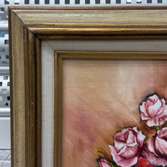 Lenora Komar Signed Original Floral Painting Framed