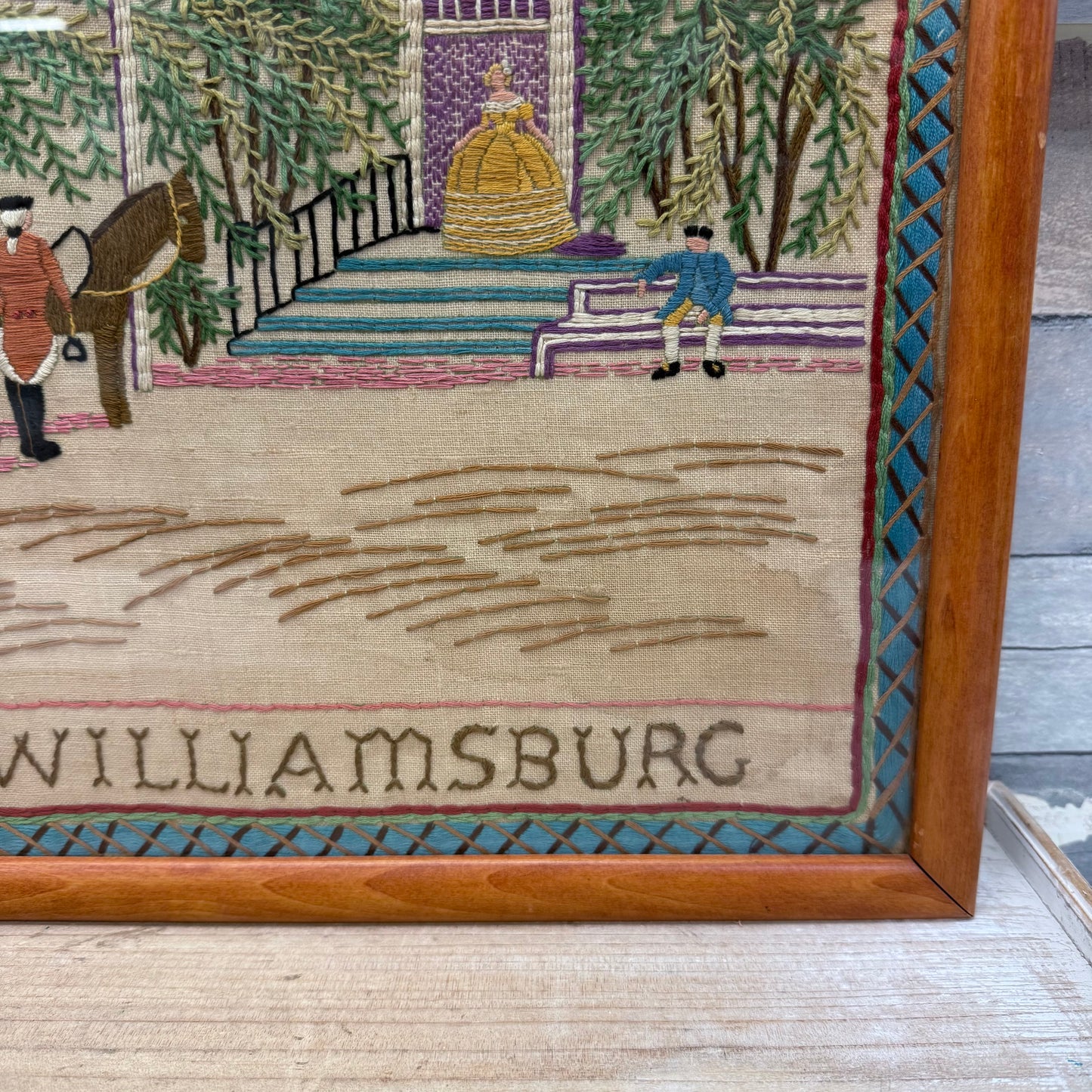 Old Williamsburg Raleigh Tavern Framed Embroidery Art