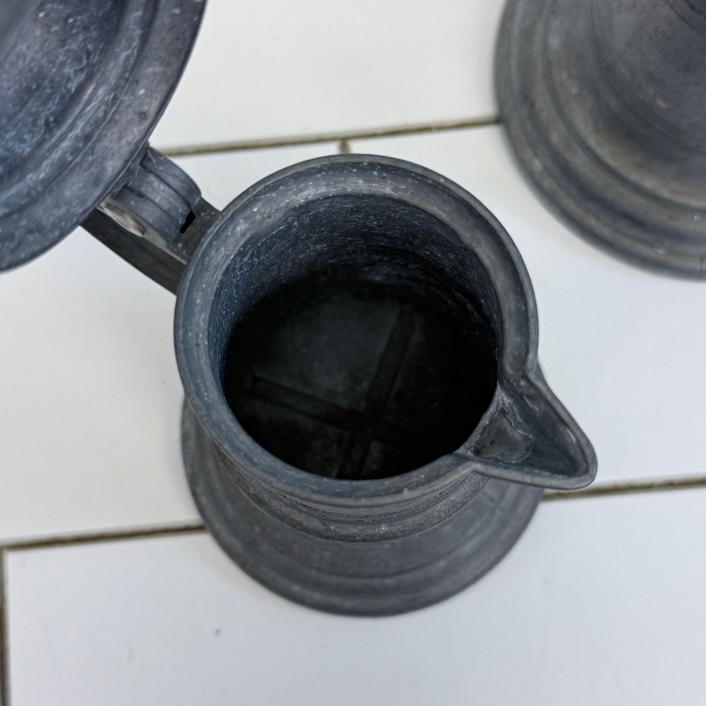 Pewter Flagon Set of 3 with Hinged Lids