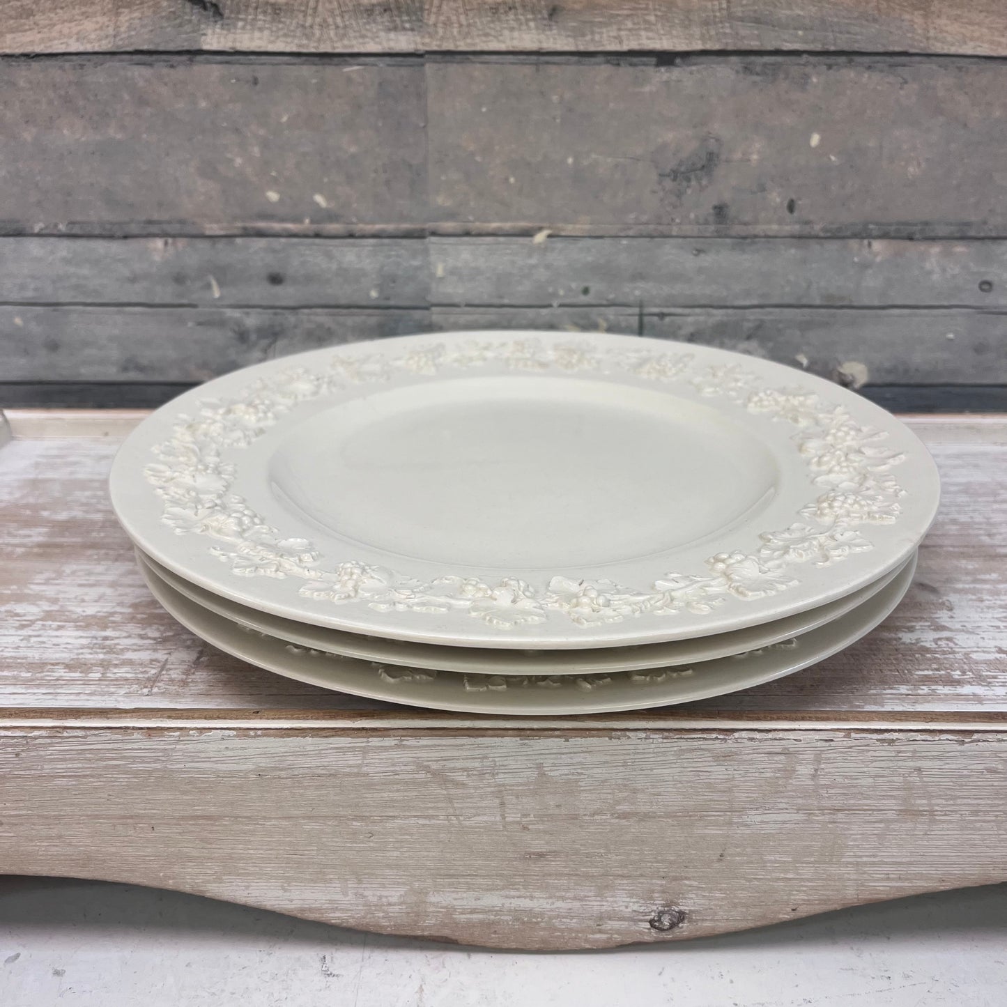 Wedgwood Embossed Grape Queensware Dinner Plates, Set of 3
