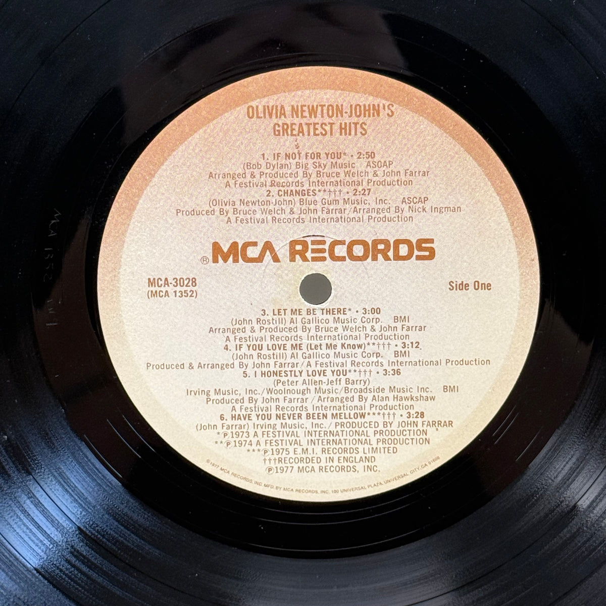 Olivia Newton-John’s Greatest Hits Vinyl Record, 1977 - MCA-3028