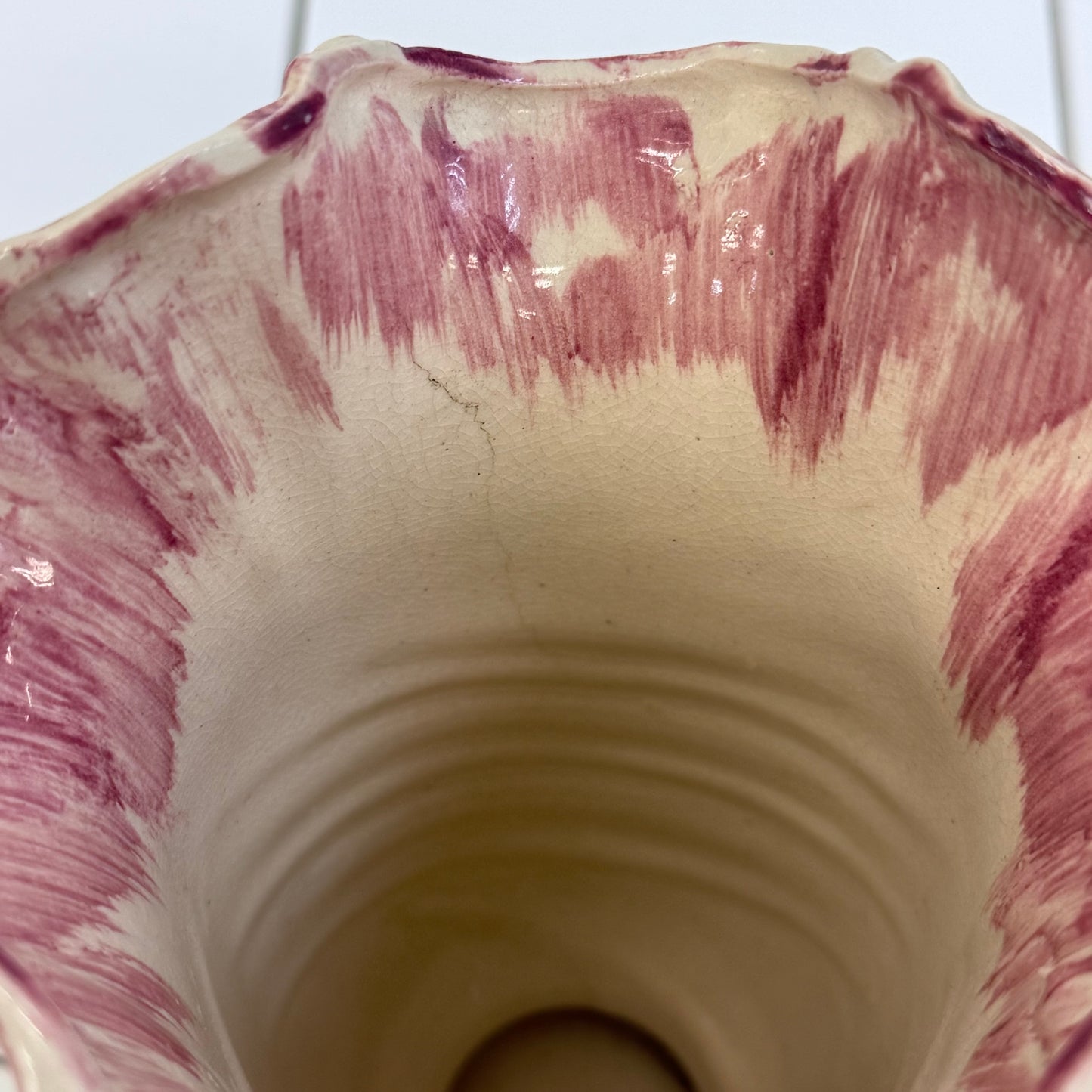 Japanese Figural Geese Floral Ceramic Vase 1950s