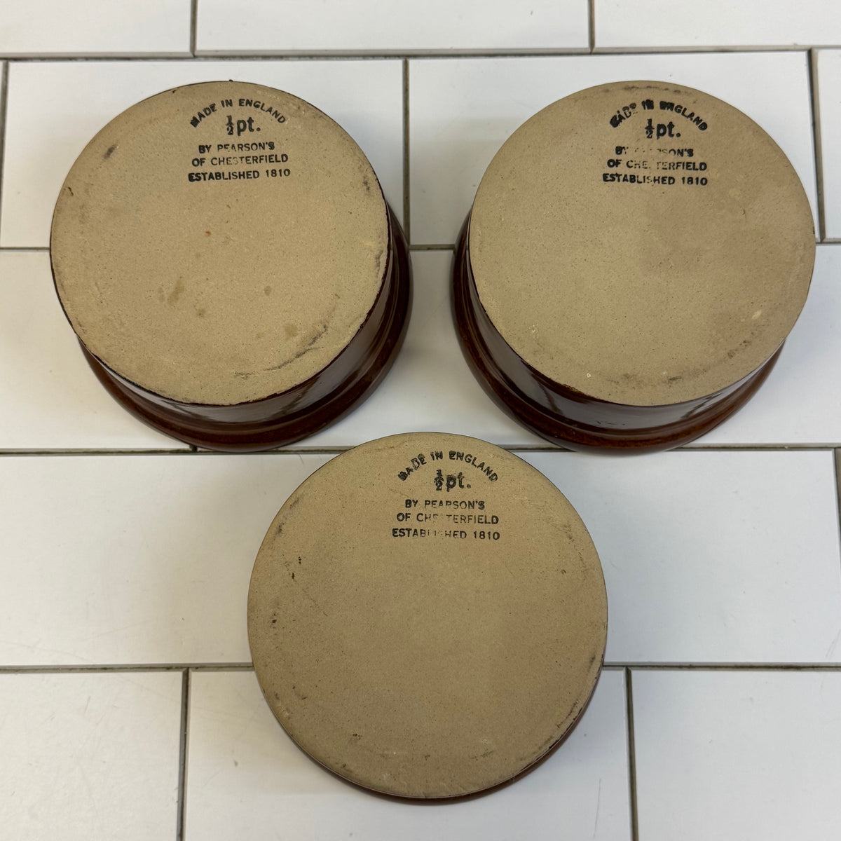 Pearson’s Chesterfield Lidded Stoneware Crocks Set of 3