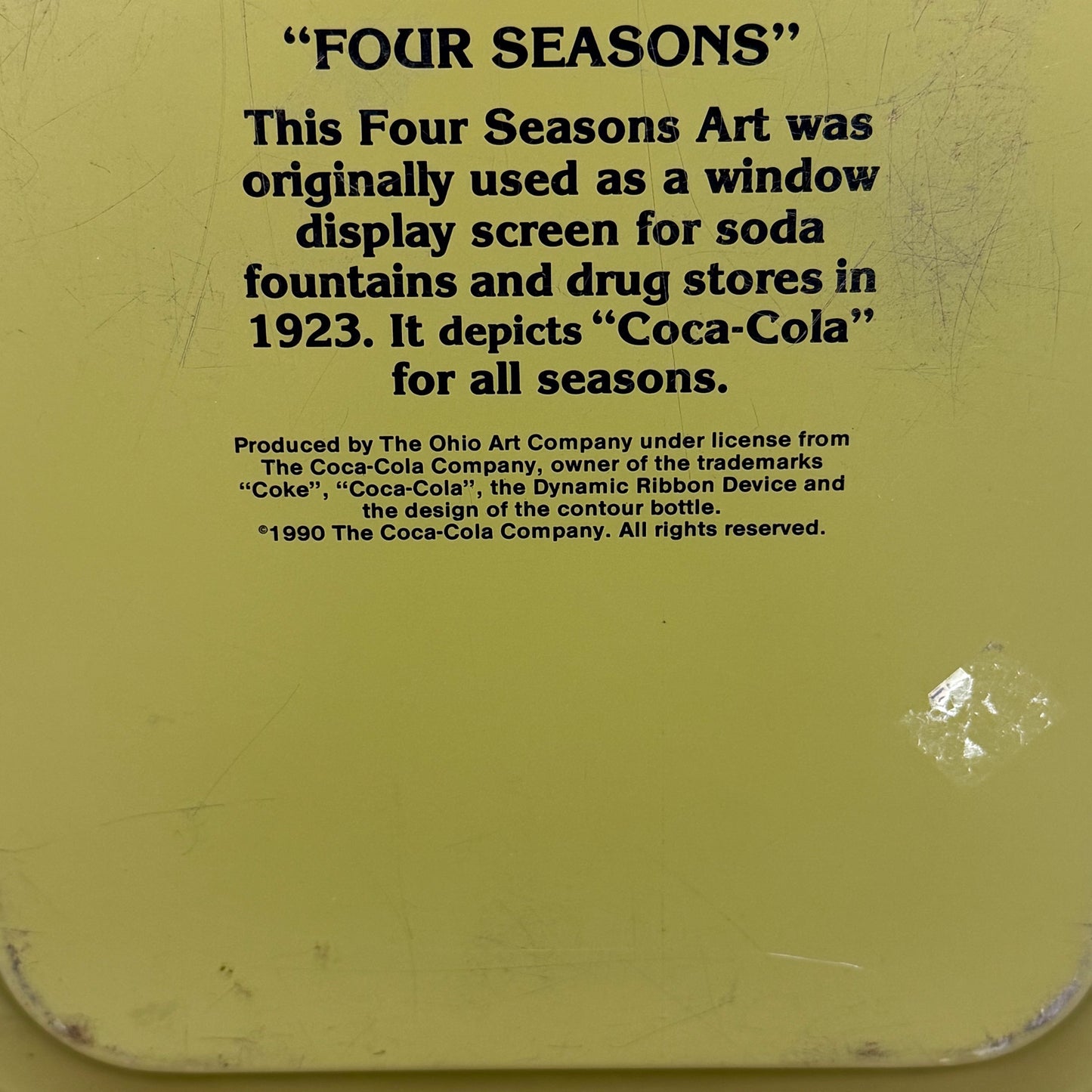 Coca Cola Metal Tray Four Seasons, Ohio Art Co. 1990
