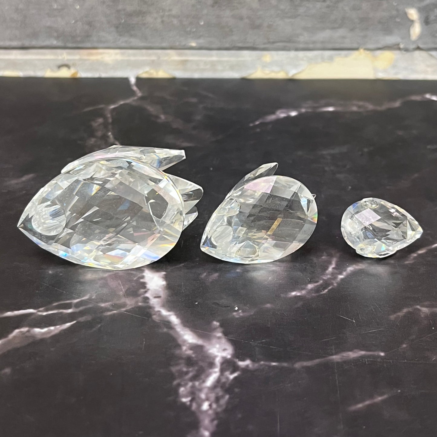 Swarovski Crystal Swan Family Figurines, Set of 3