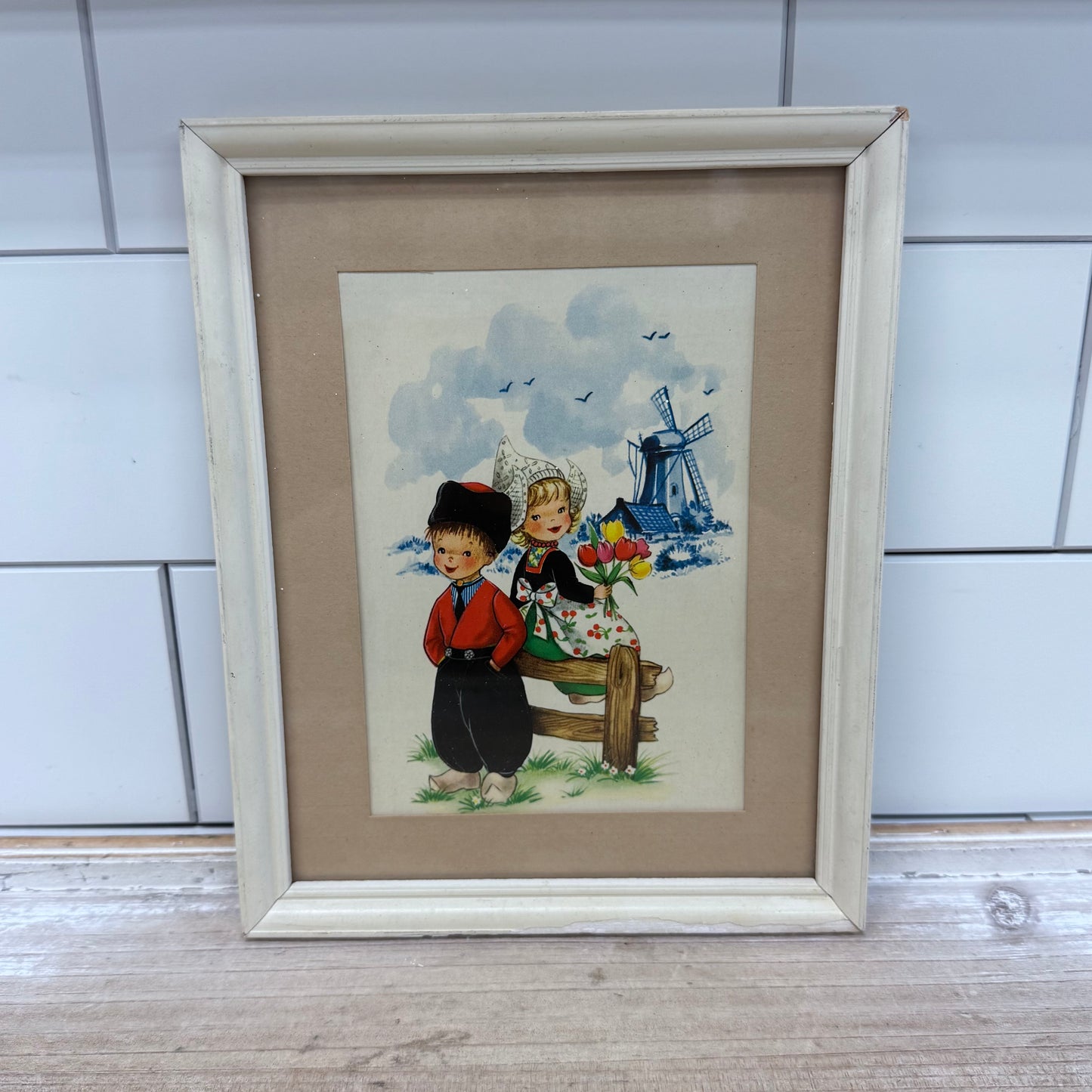 Dutch Children Post Card, Framed