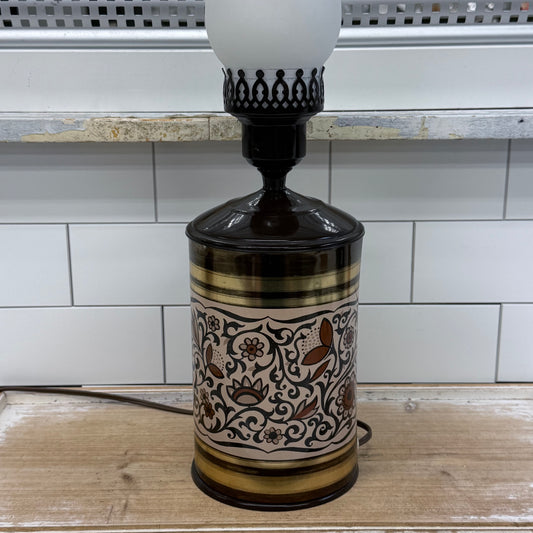 Vintage Floral Hurricane Table Lamp Mid Century 1960s-1970s