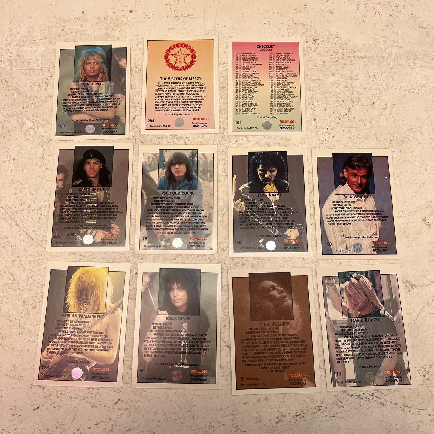 RockCards Series One Trading Cards Lot of 83 Cards, 1991