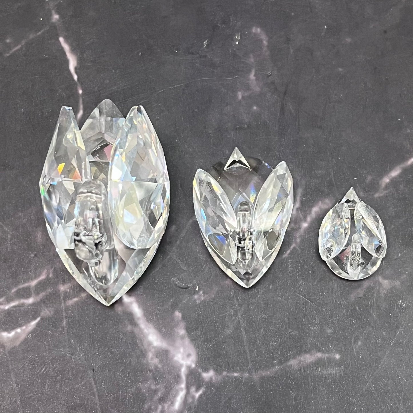 Swarovski Crystal Swan Family Figurines, Set of 3