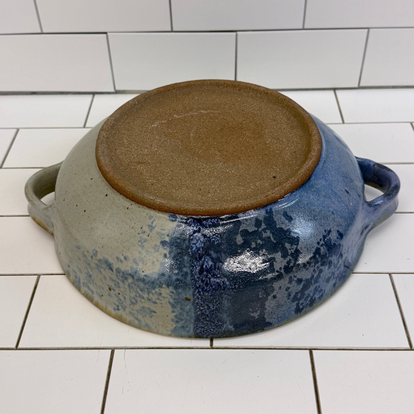 Studio Art Pottery Crystalline Glaze Double Handled Stoneware Bowl