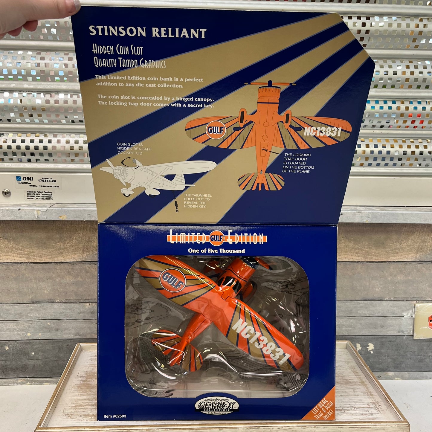 Gearbox Limited Edition Gulf Stinson Reliant Die Cast Coin Bank, 1997