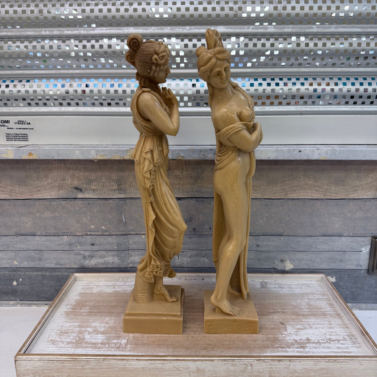 Greek Goddess Resin Statues Signed, Set of 2