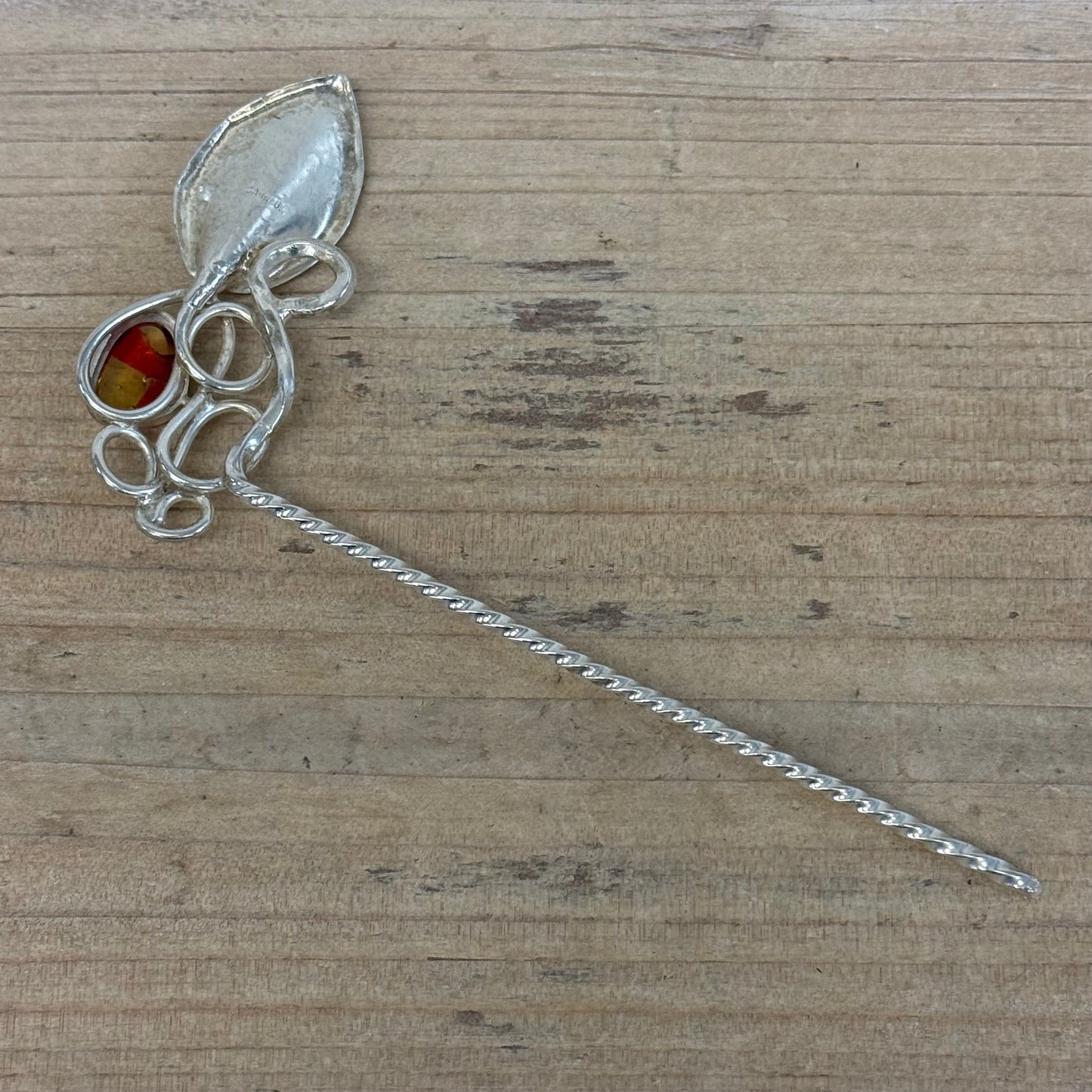 Dichroic Glass Cabochon Hair Stick Handmade by Claudia Carreon