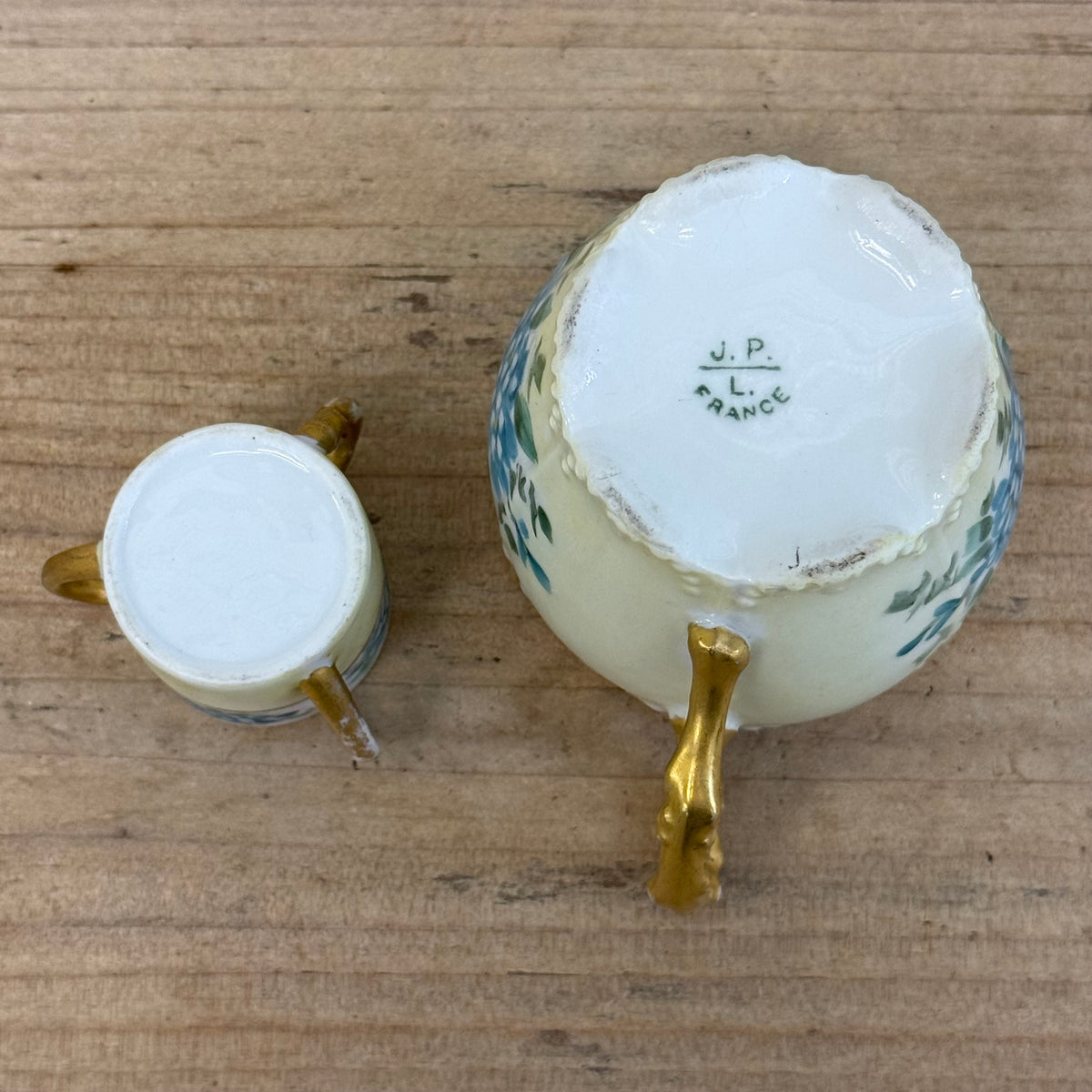 Jean Pouyat Limoges Teacup & Loving Cup Antique c.1900