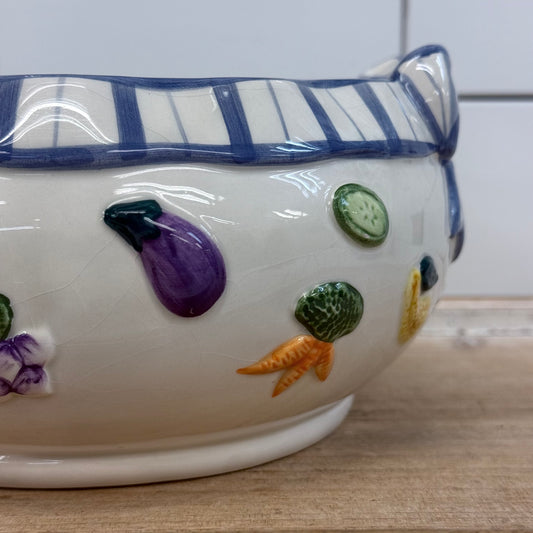 Fitz and Floyd Vegetable Garden Ceramic Serving Bowl 1990s