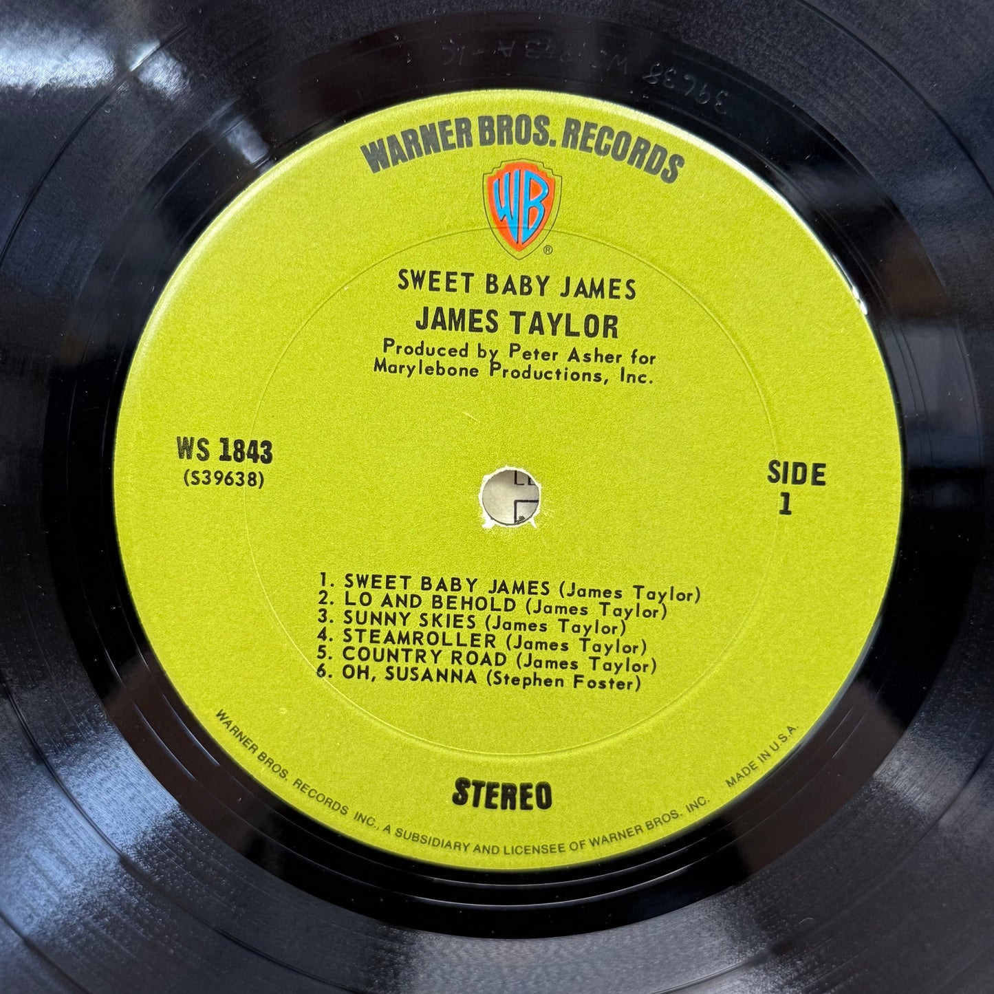 James Taylor Sweet Baby James Vinyl Record LP 1970 #WS 1843