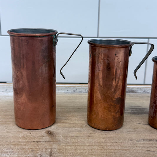 Copper Nesting Measuring Cups Set of 4 Rustic Kitchen