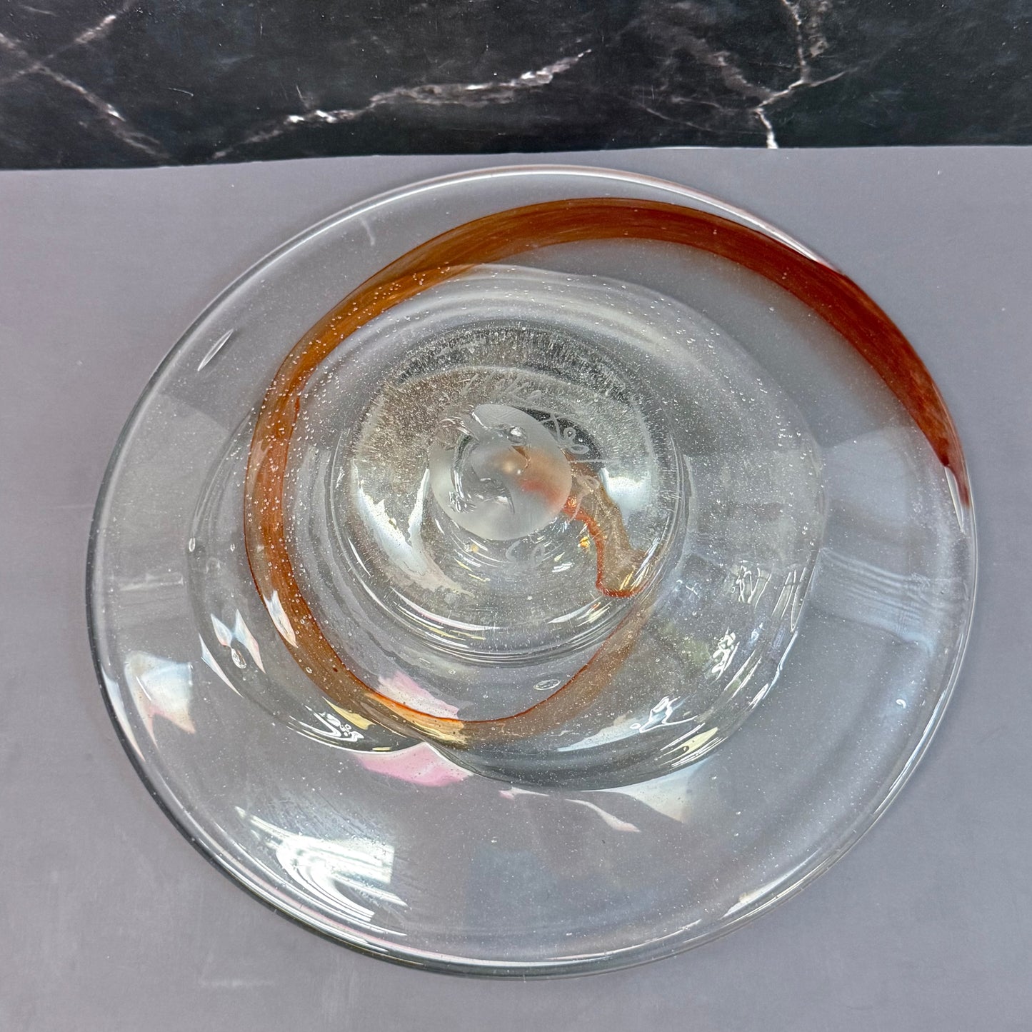 Handblown Swirled Art Glass Pedestal Bowl, Signed 2003