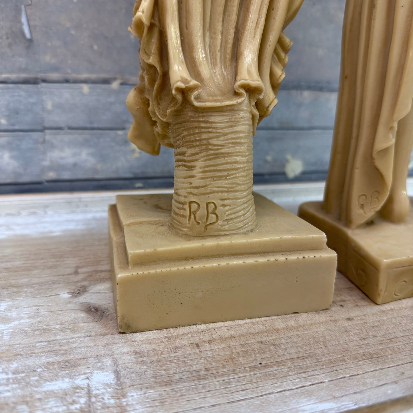 Greek Goddess Resin Statues Signed, Set of 2