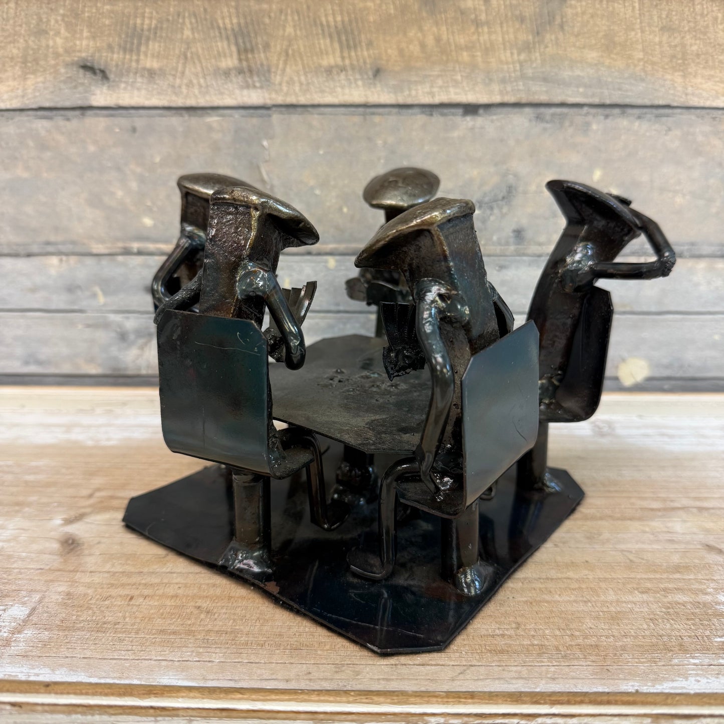 Roland Metal Art Poker Game Repurposed Metal Sculpture