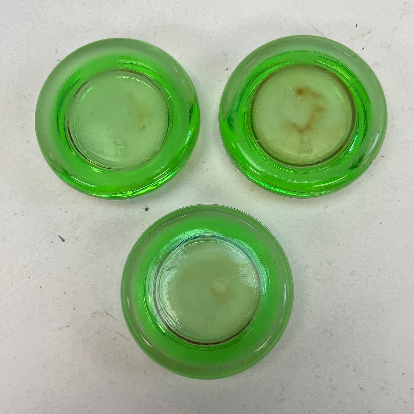 Anchor Hocking Uranium Glass Furniture Coasters, Set of 3