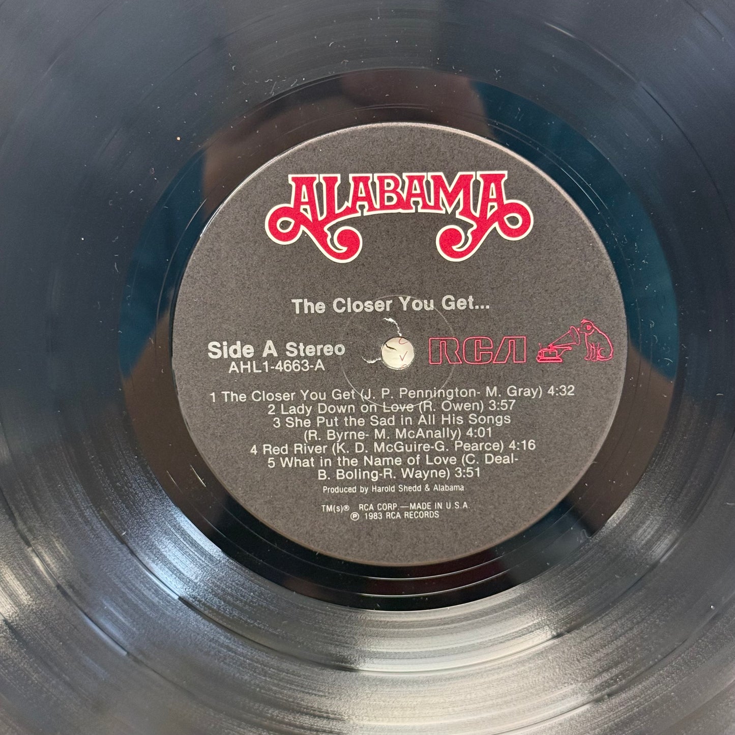 Alabama The Closer You Get Vinyl Record LP 1983 #AHL1-4663