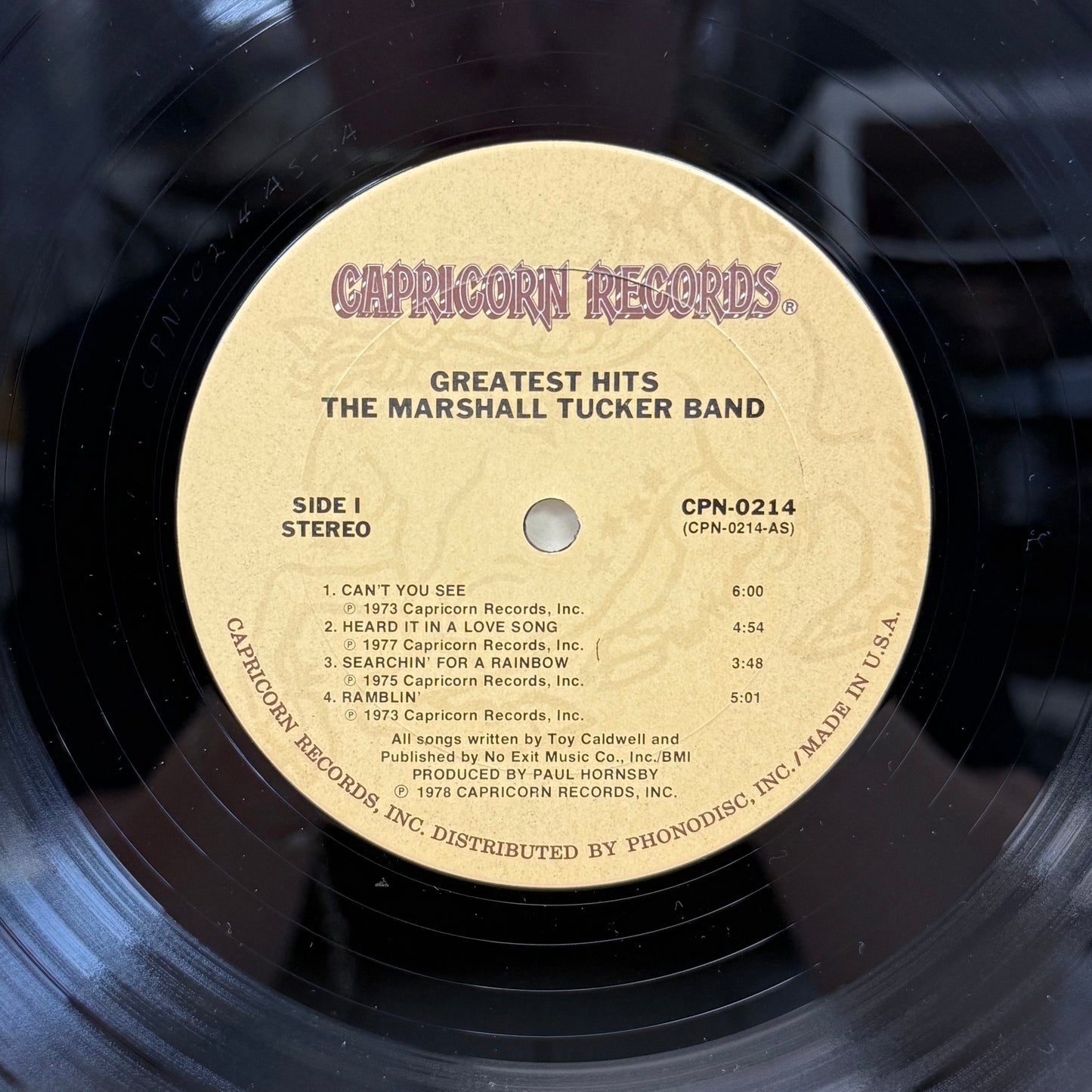 The Marshall Tucker Band Greatest Hits Vinyl LP 1978 #CPN-0214