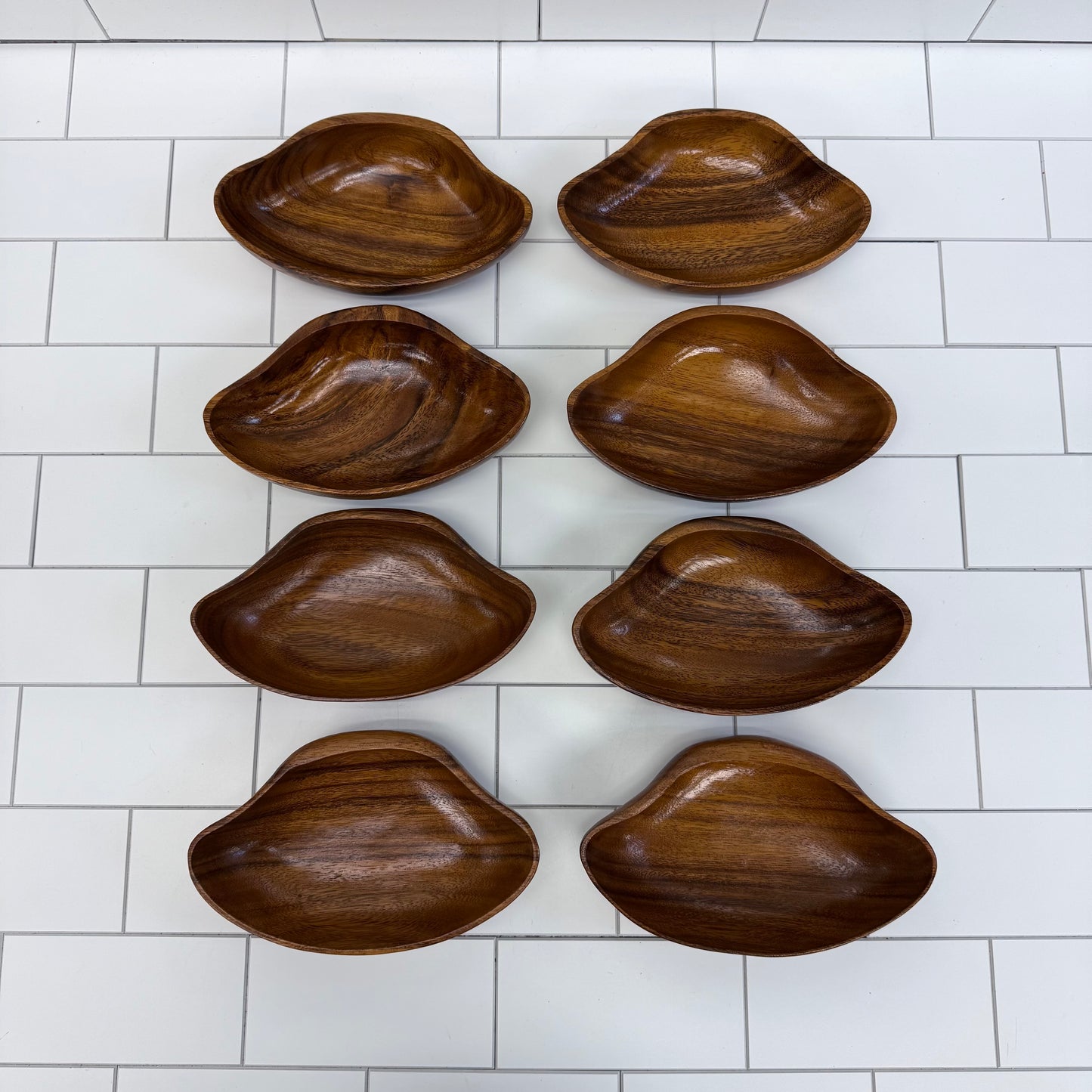 Monkey Pod Wood Salad Bowl Serveware, Set of 9