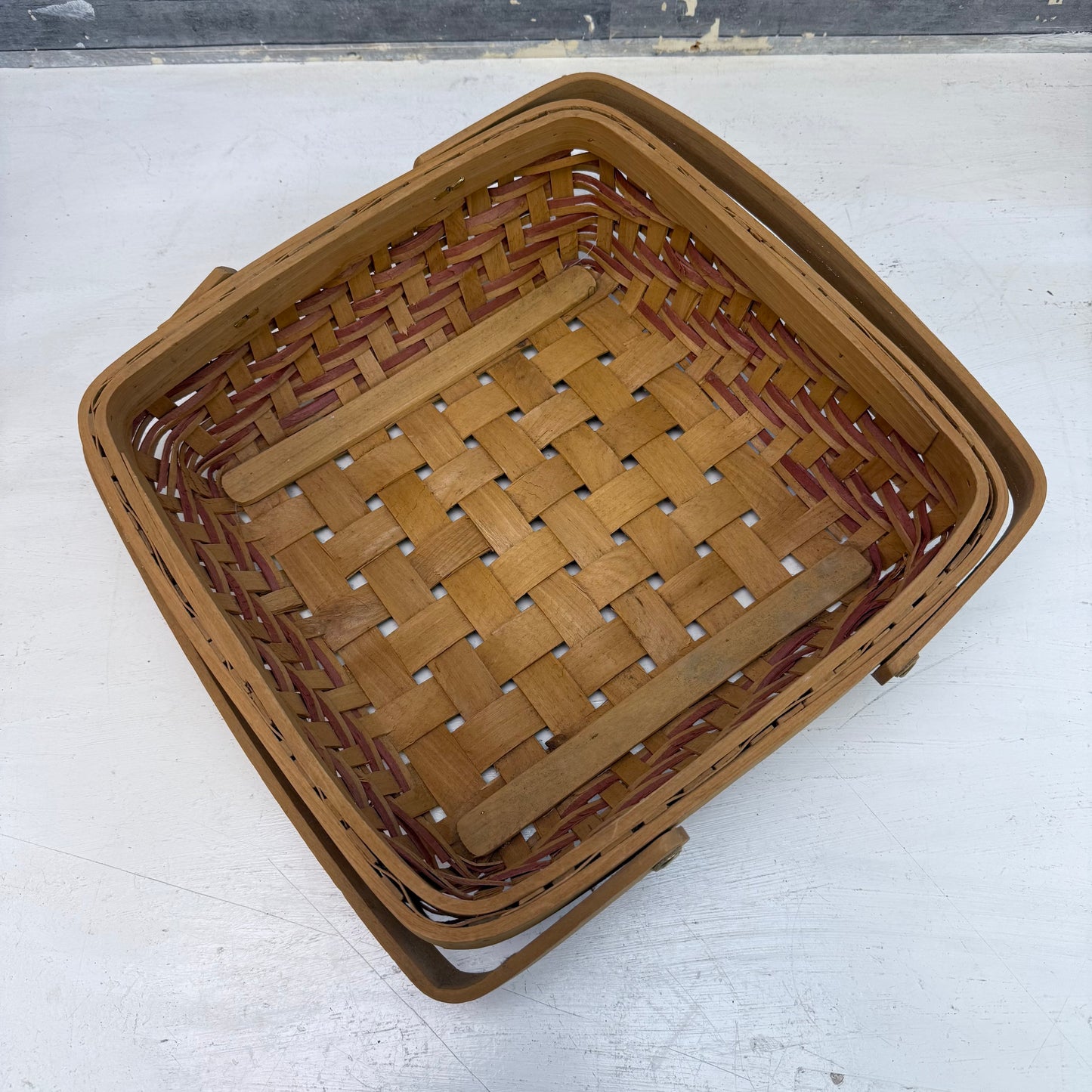 Woven Handled Wooden Basket
