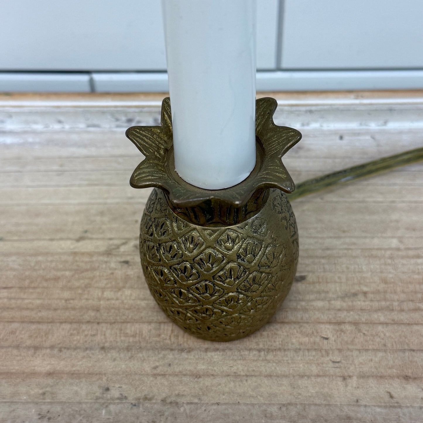Brass Pineapple Shaped Electric Candlestick Accent Lamp