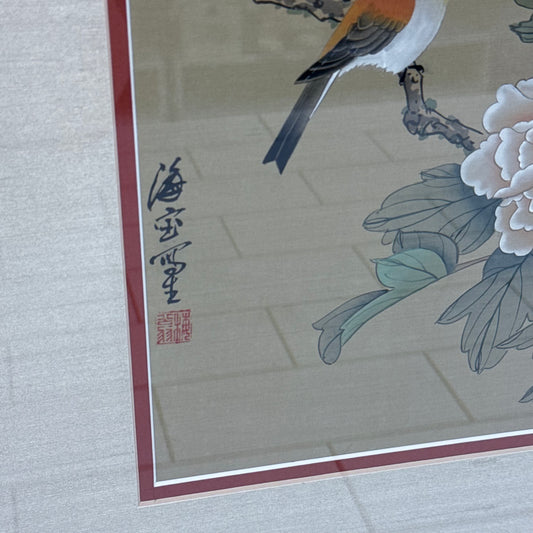 Bird and Flower Original, Silk Ink & Color