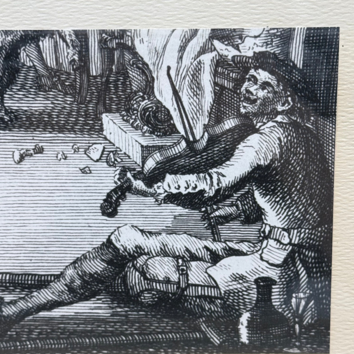 Tavern Fiddler Print with Marbled Paper Mat