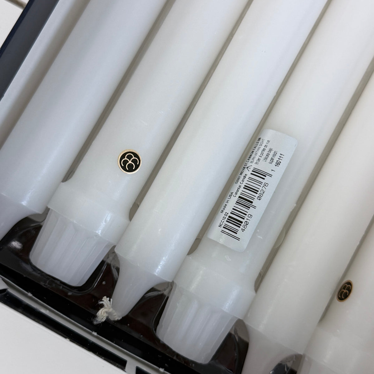 Colonial Candle Unscented White & Ivory Taper Candles Set of 19